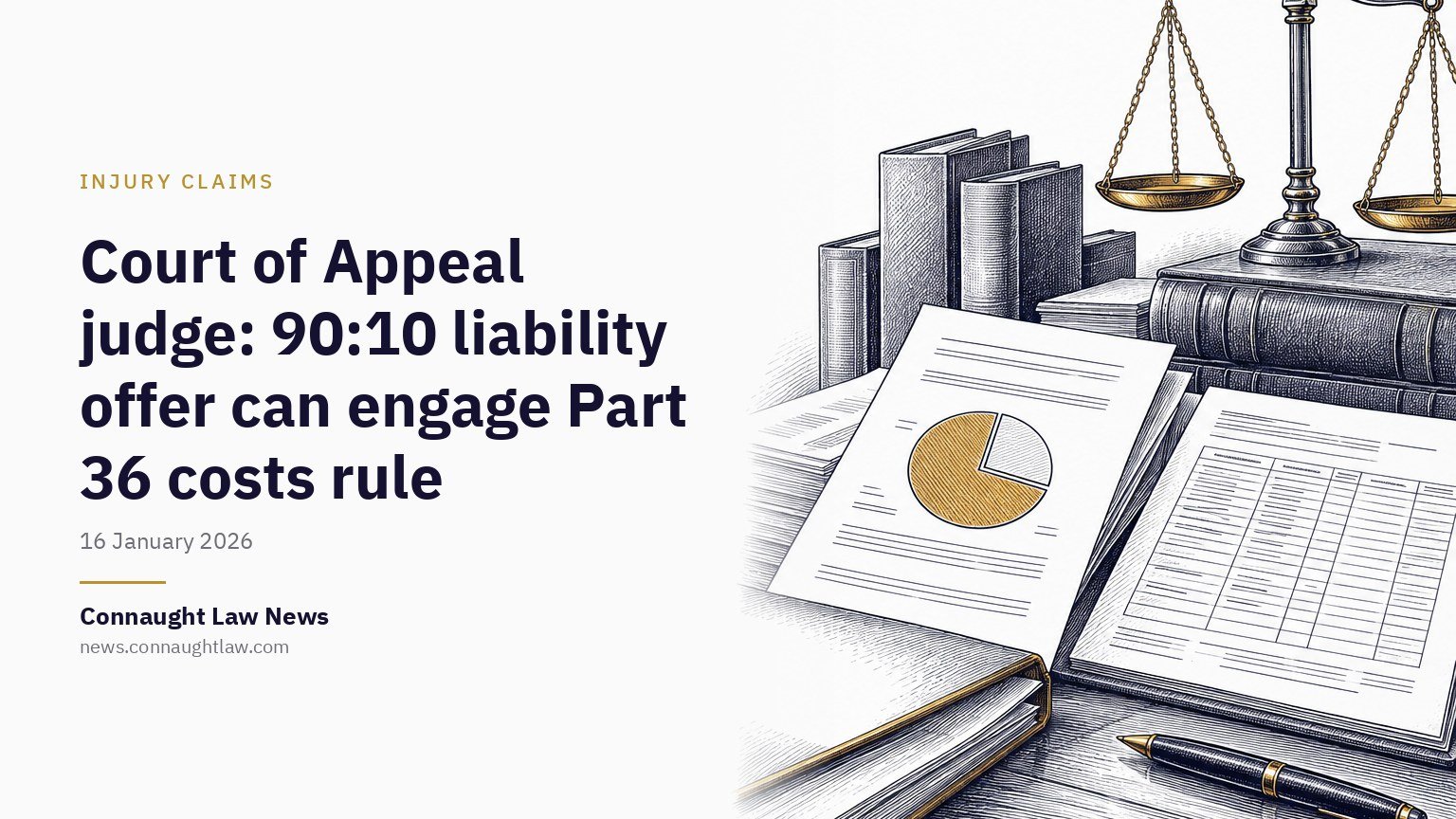 Court of Appeal judge: 90:10 liability offer can engage Part 36 costs rule