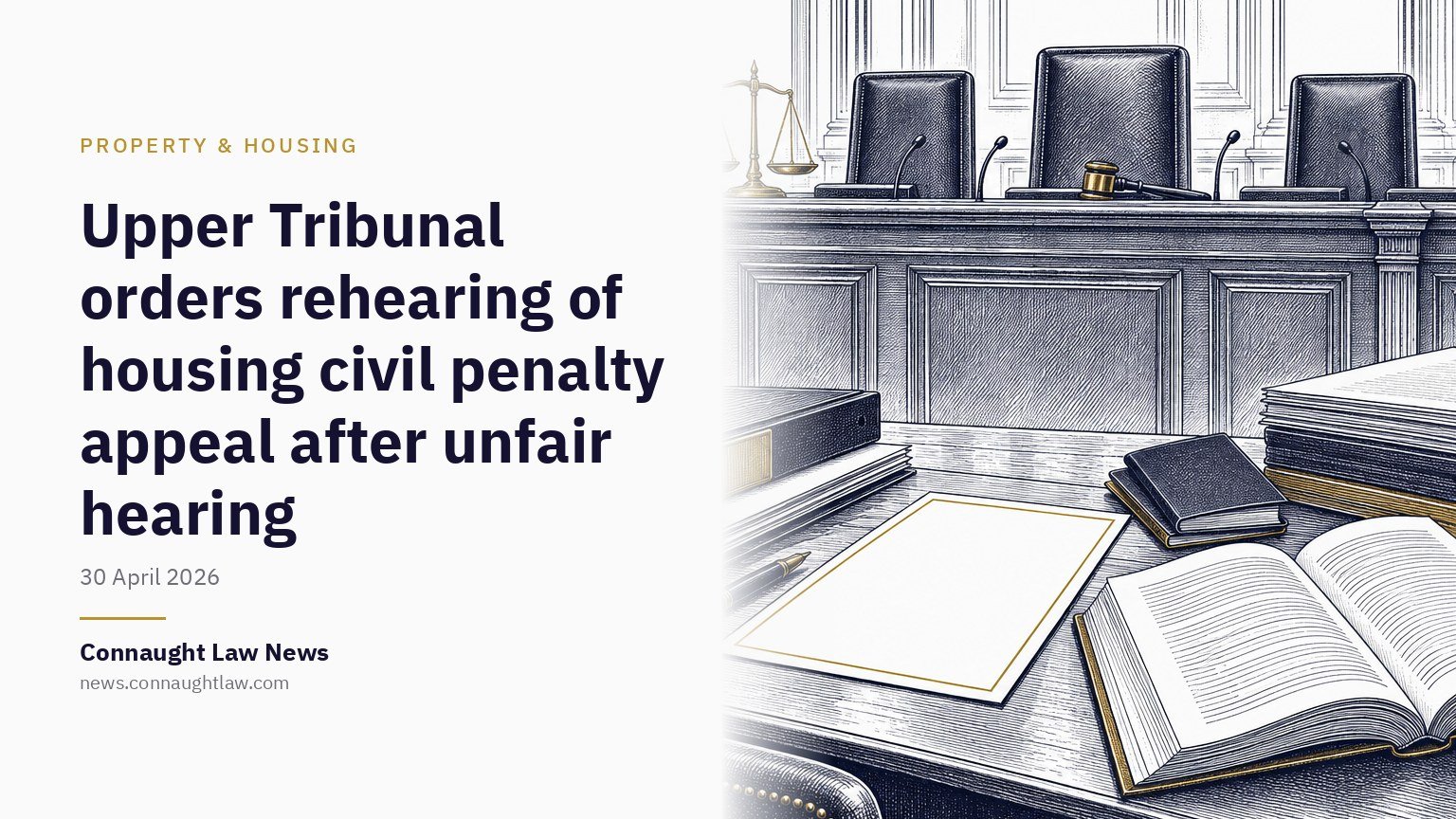 Upper Tribunal orders rehearing of housing civil penalty appeal after unfair hearing